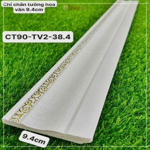 Phào Chân Nhựa PS Chỉ Trắng  9.4cm CT90-TV2-38.4