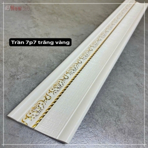 Phào Trần Màu Trắng Vân Vàng 7.7 cm