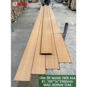 Tấm Ốp 1 Sóng Vân Gỗ  Ngoài Trời Phủ ASA Roman Teak