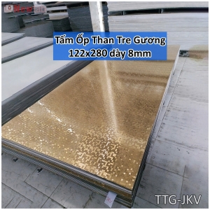 Tấm Ốp Than Tre 8mm - Hoạ Tiết  Ánh Vàng - Mã JKV